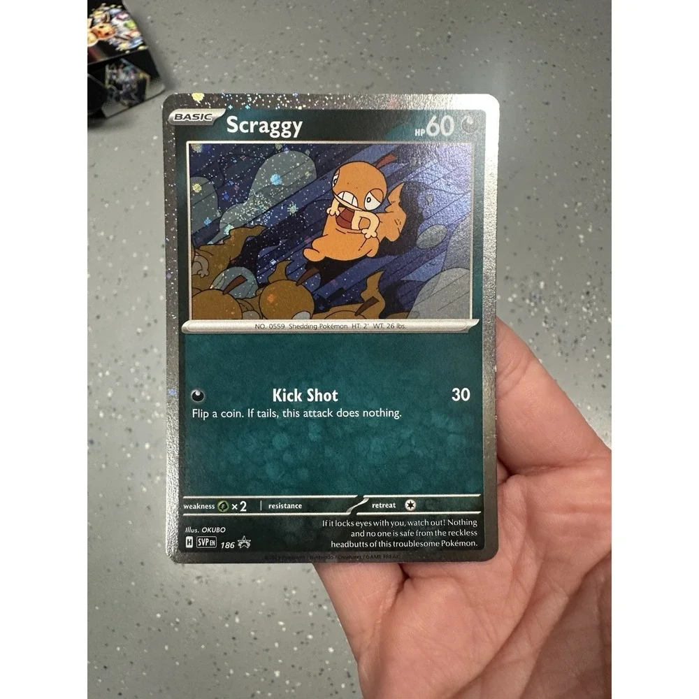 Pokémon TCG Scraggy 186 promo FART SWIRL 🌀 Black‎ Star Cosmos Holo Card NM